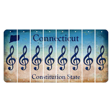 Connecticut Constitution State Cut License Plate Strips (Set of 8)