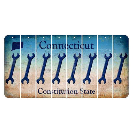 Connecticut Constitution State Cut License Plate Strips (Set of 8)