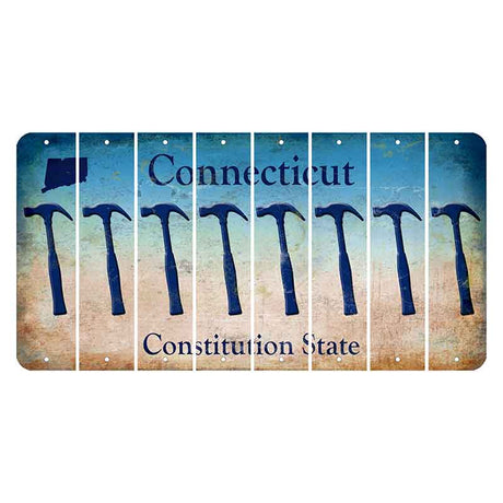 Connecticut Constitution State Cut License Plate Strips (Set of 8)