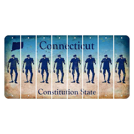 Connecticut Constitution State Cut License Plate Strips (Set of 8)