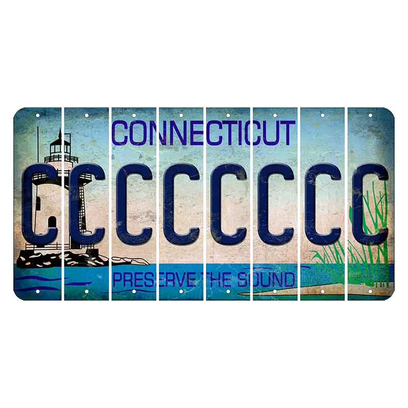 Connecticut Preserve the Sound Cut License Plate Strips (Set of 8)