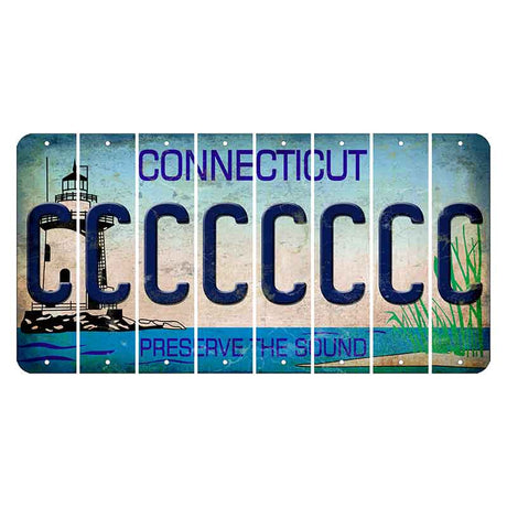 Connecticut Preserve the Sound Cut License Plate Strips (Set of 8)