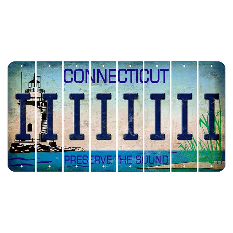 Connecticut Preserve the Sound Cut License Plate Strips (Set of 8)