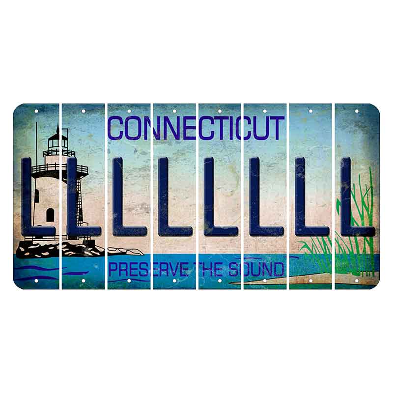 Connecticut Preserve the Sound Cut License Plate Strips (Set of 8)