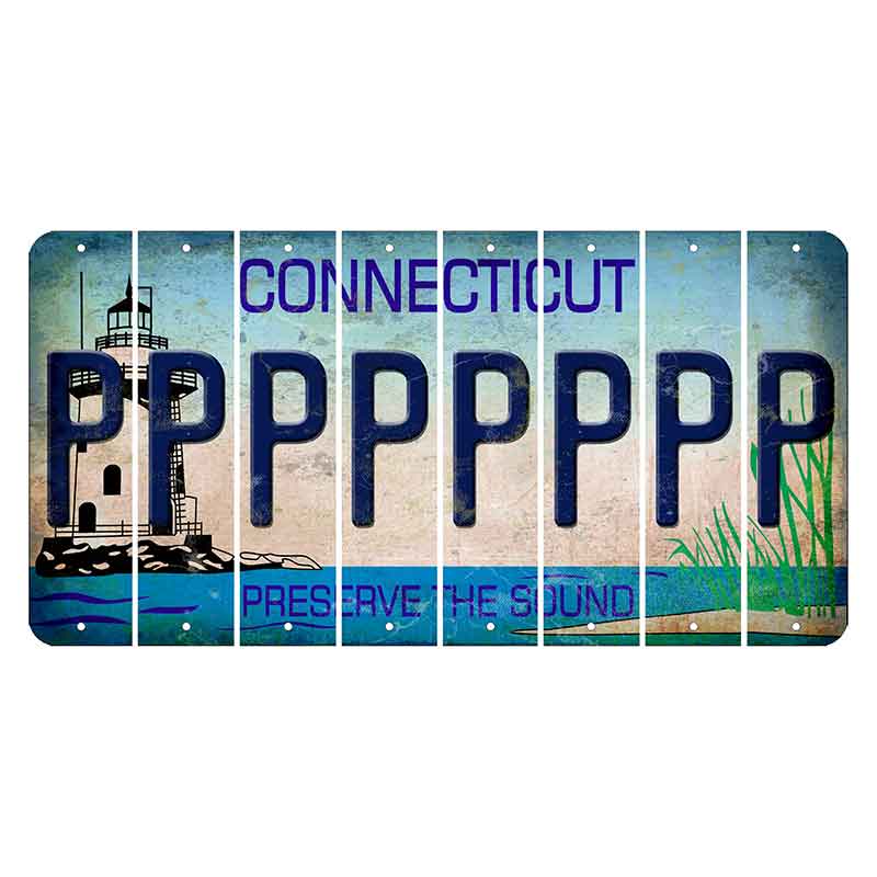 Connecticut Preserve the Sound Cut License Plate Strips (Set of 8)