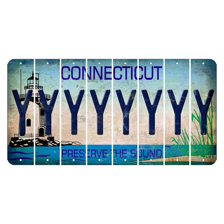 Connecticut Preserve the Sound Cut License Plate Strips (Set of 8)