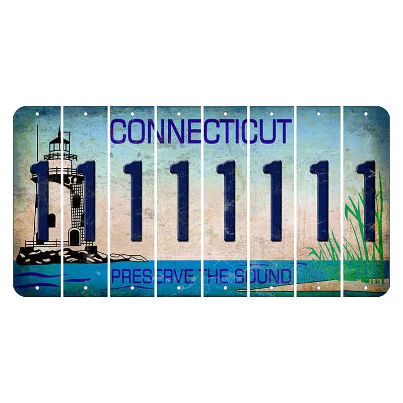 Connecticut Preserve the Sound Cut License Plate Strips (Set of 8)