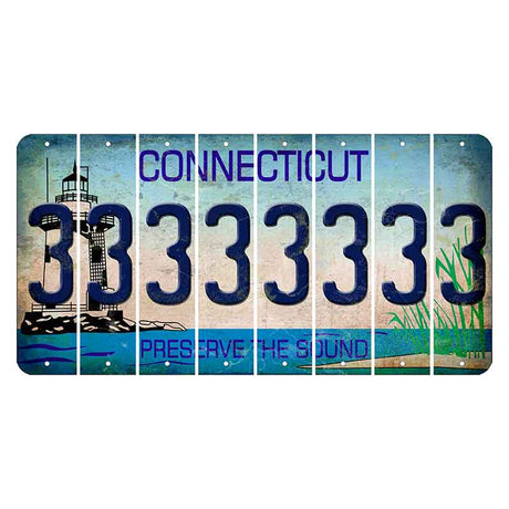 Connecticut Preserve the Sound Cut License Plate Strips (Set of 8)