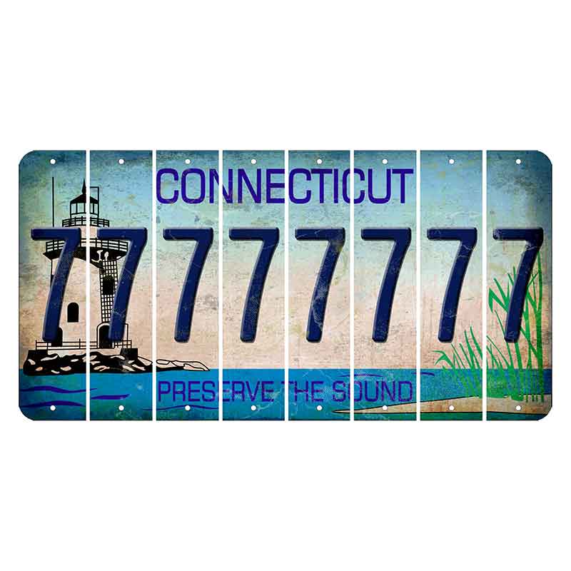 Connecticut Preserve the Sound Cut License Plate Strips (Set of 8)