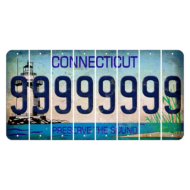 Connecticut Preserve the Sound Cut License Plate Strips (Set of 8)