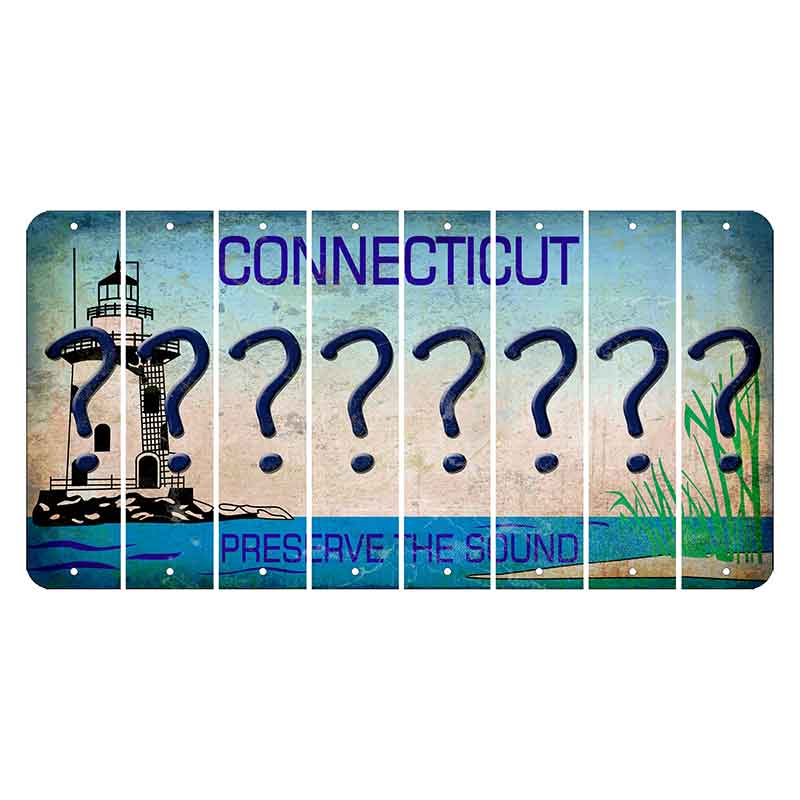 Connecticut Preserve the Sound Cut License Plate Strips (Set of 8)