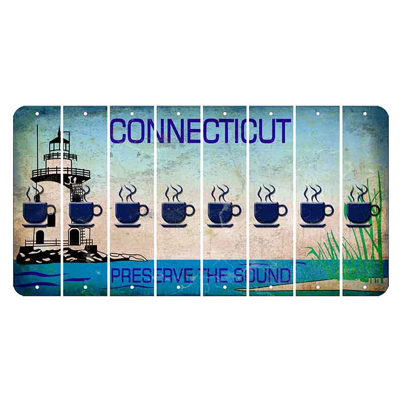 Connecticut Preserve the Sound Cut License Plate Strips (Set of 8)