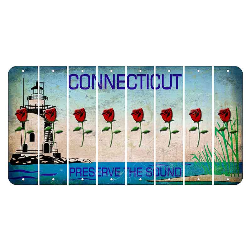 Connecticut Preserve the Sound Cut License Plate Strips (Set of 8)