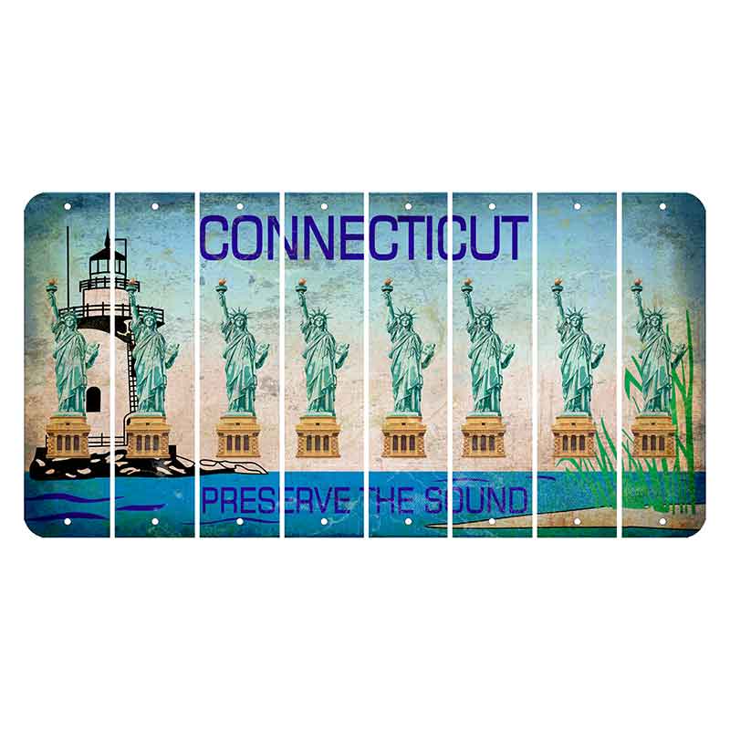 Connecticut Preserve the Sound Cut License Plate Strips (Set of 8)