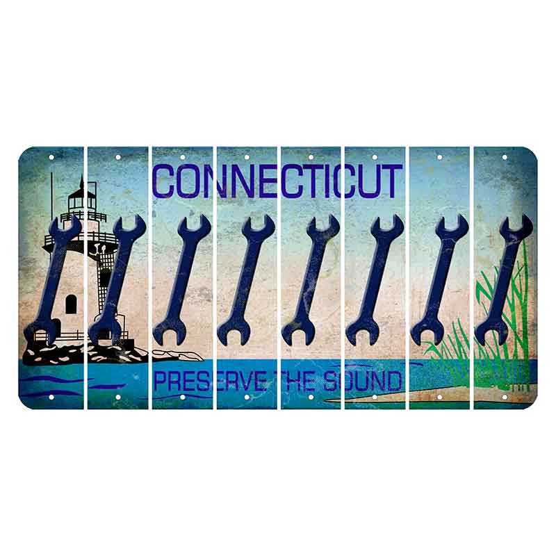 Connecticut Preserve the Sound Cut License Plate Strips (Set of 8)