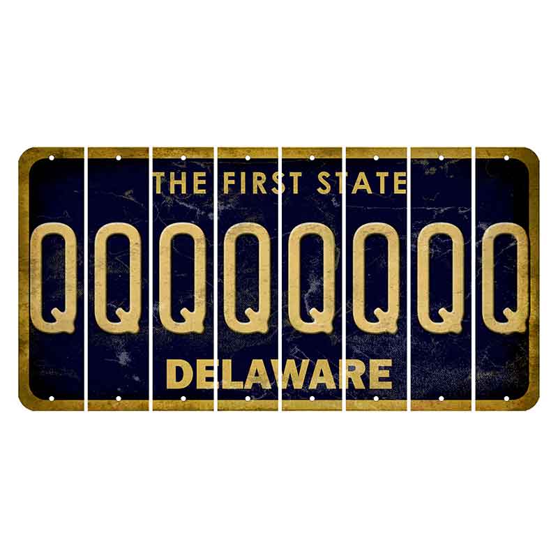 Delaware The First State Cut License Plate Strips (Set of 8) Q