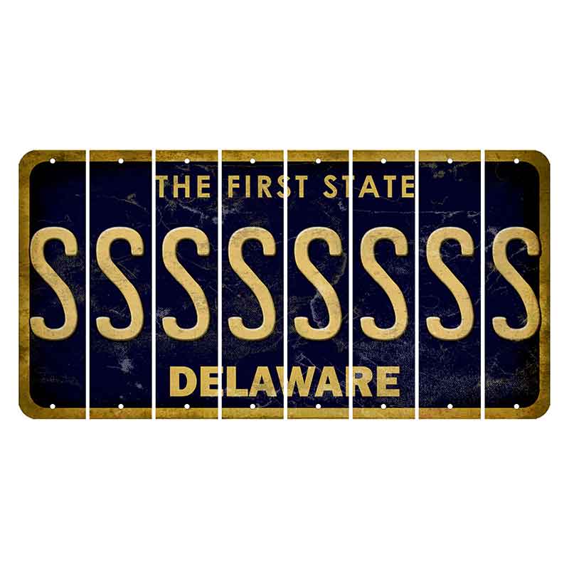 Delaware The First State Cut License Plate Strips (Set of 8) S