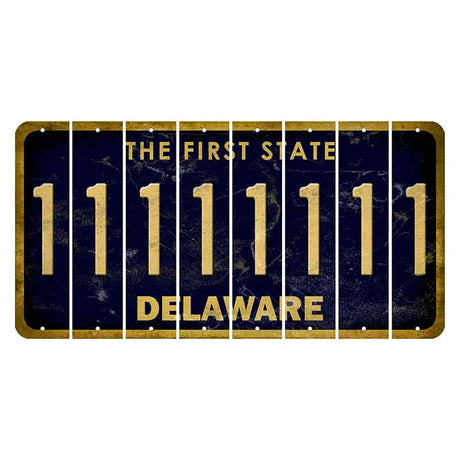 Delaware The First State Cut License Plate Strips (Set of 8)