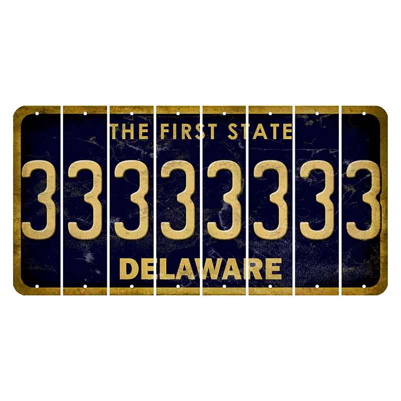 Delaware The First State Cut License Plate Strips (Set of 8)