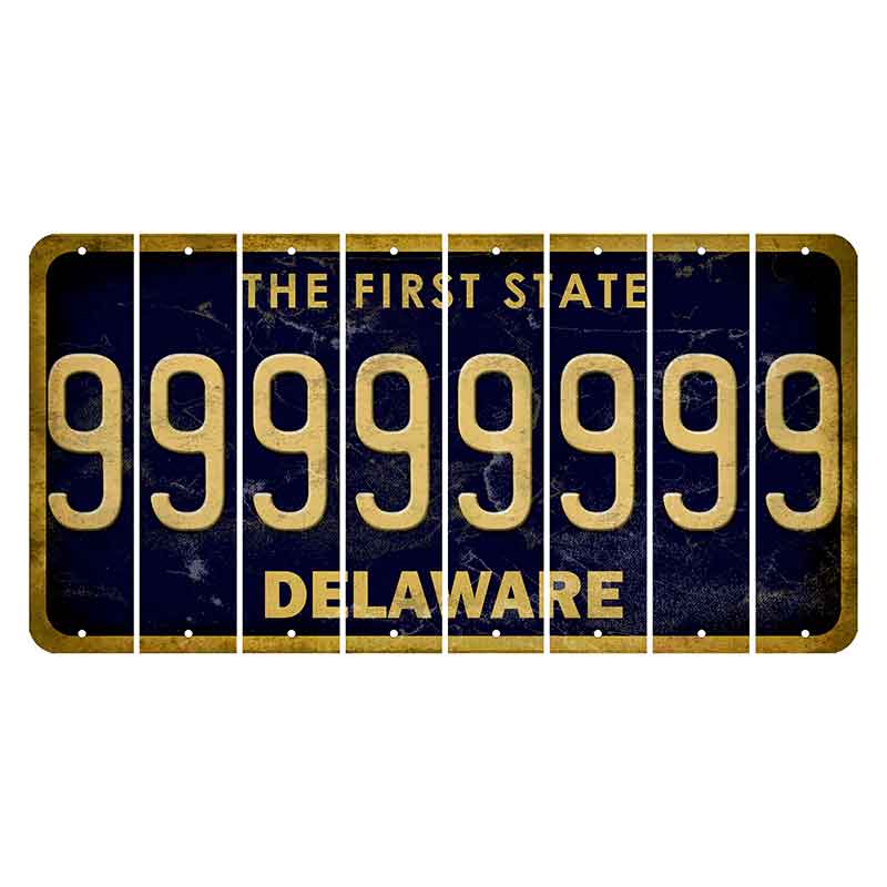 Delaware The First State Cut License Plate Strips (Set of 8)