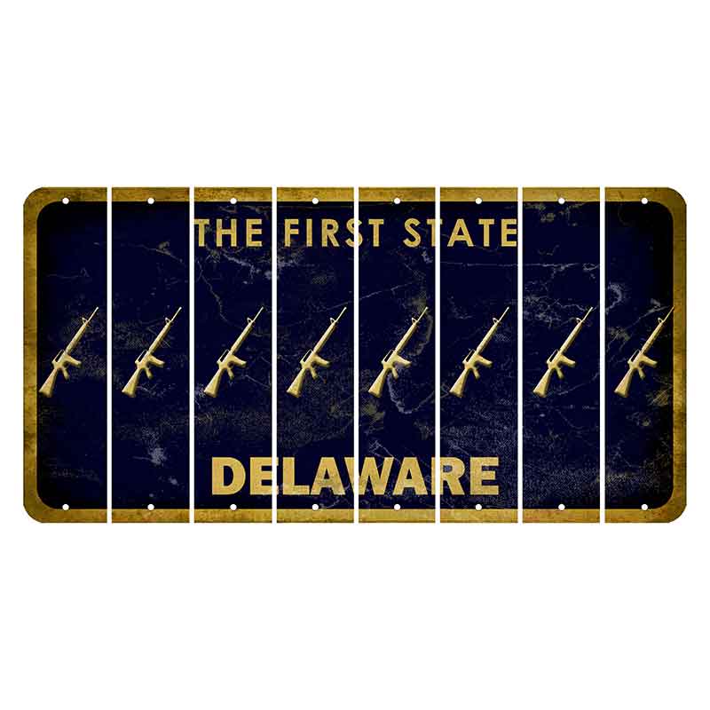 Delaware The First State Cut License Plate Strips (Set of 8) Revolver