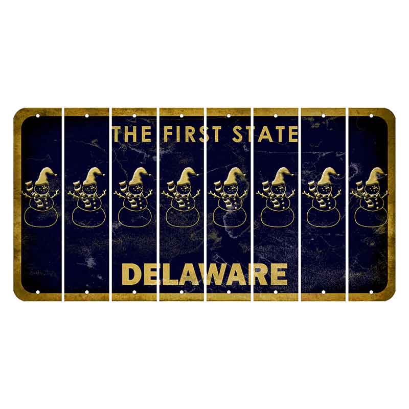 Delaware The First State Cut License Plate Strips (Set of 8) Snowboarder