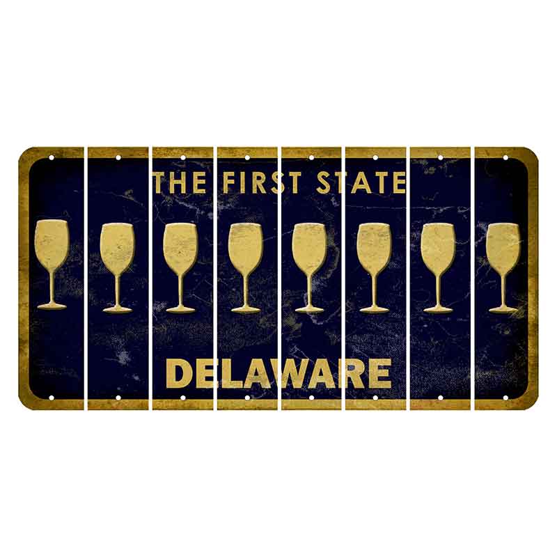 Delaware The First State Cut License Plate Strips (Set of 8)