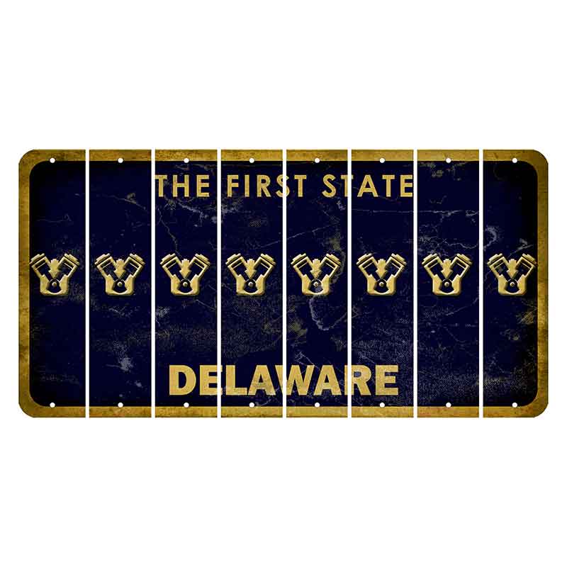 Delaware The First State Cut License Plate Strips (Set of 8) Engine