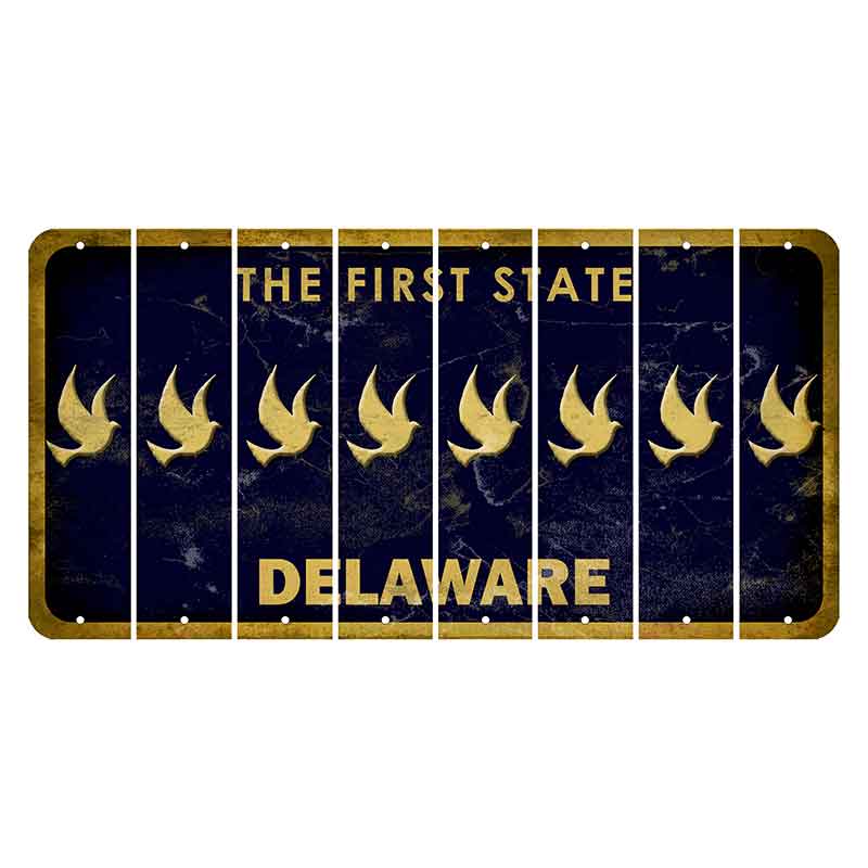 Delaware The First State Cut License Plate Strips (Set of 8)