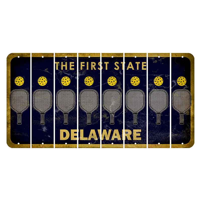Delaware The First State Cut License Plate Strips (Set of 8) Peach