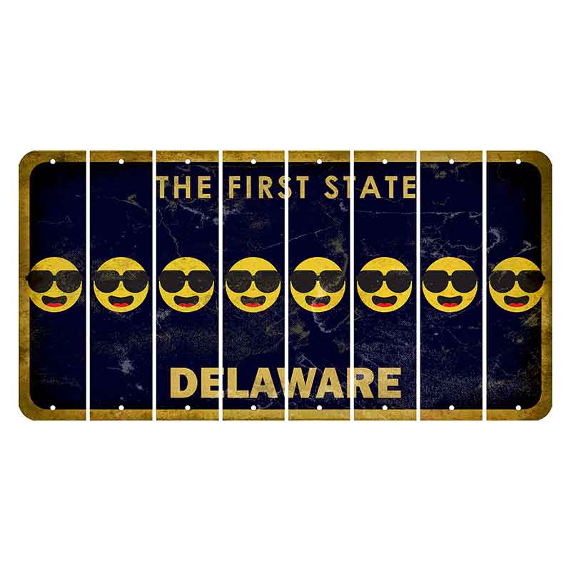 Delaware The First State Cut License Plate Strips (Set of 8) Emoji - Shades