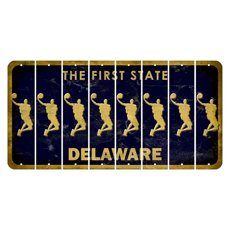 Delaware The First State Cut License Plate Strips (Set of 8) Basketball Player