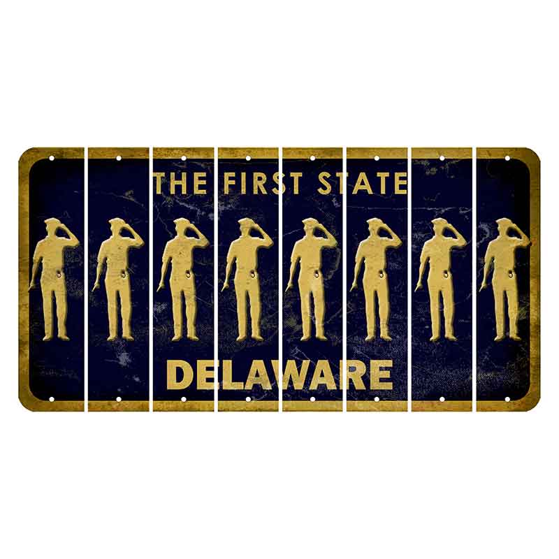 Delaware The First State Cut License Plate Strips (Set of 8) Police Badge
