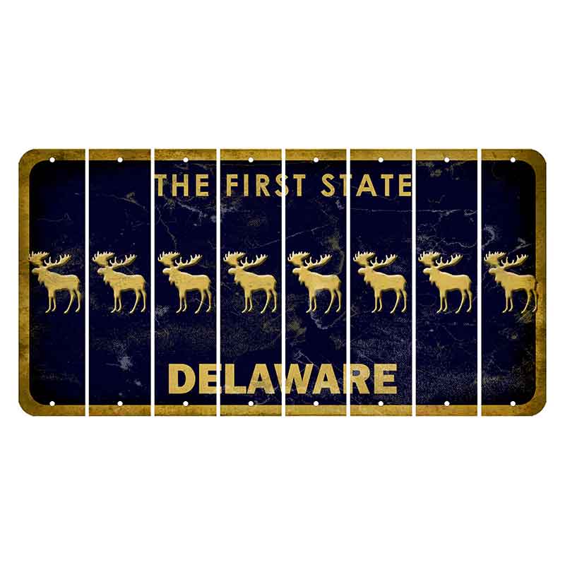 Delaware The First State Cut License Plate Strips (Set of 8) Monkey