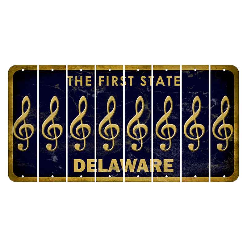 Delaware The First State Cut License Plate Strips (Set of 8) Motorcycle