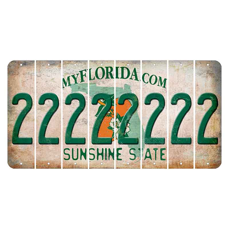 Florida Orange Blossom Cut License Plate Strips (Set of 8)