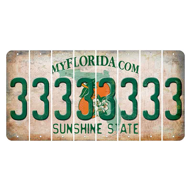 Florida Orange Blossom Cut License Plate Strips (Set of 8)