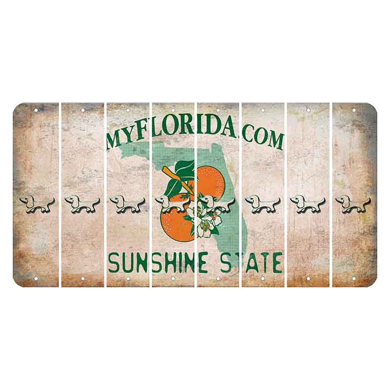 Florida Orange Blossom Cut License Plate Strips (Set of 8) Dog