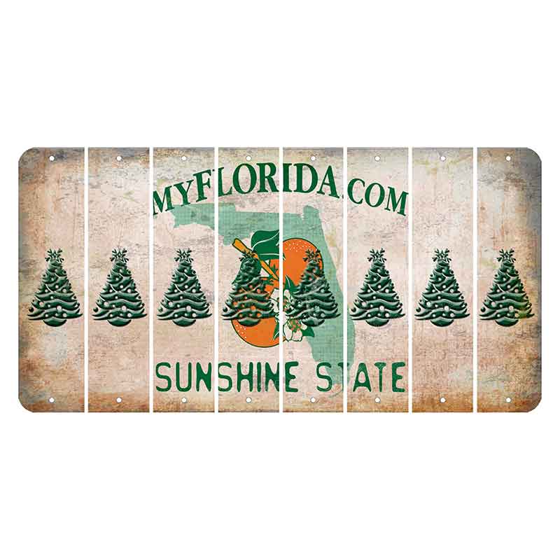 Florida Orange Blossom Cut License Plate Strips (Set of 8) Christmas Tree
