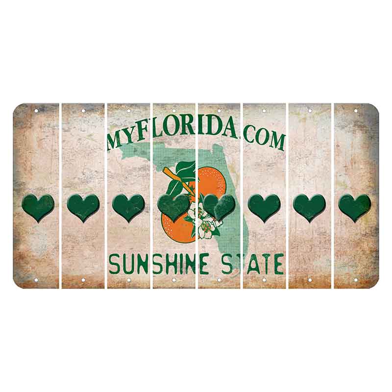 Florida Orange Blossom Cut License Plate Strips (Set of 8) Heart