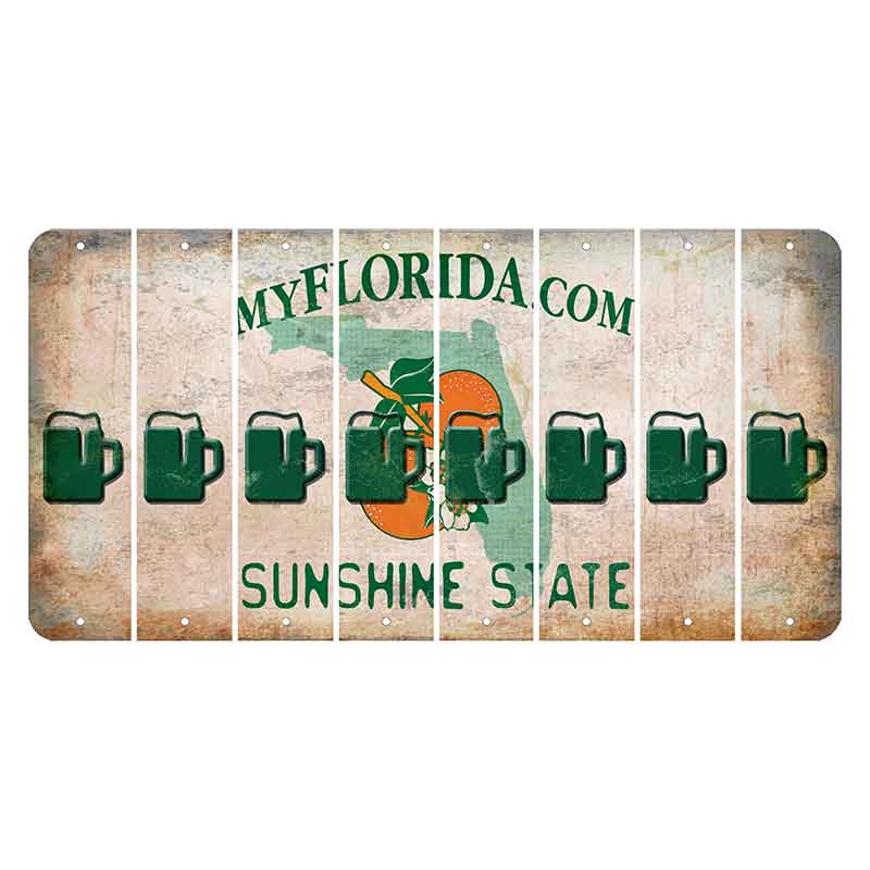 Florida Orange Blossom Cut License Plate Strips (Set of 8) Beer Mug