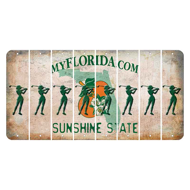 Florida Orange Blossom Cut License Plate Strips (Set of 8) Female Golfer