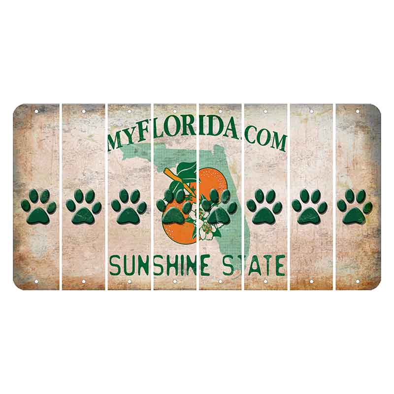 Florida Orange Blossom Cut License Plate Strips (Set of 8) Dog Paw