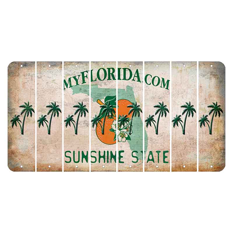 Florida Orange Blossom Cut License Plate Strips (Set of 8)