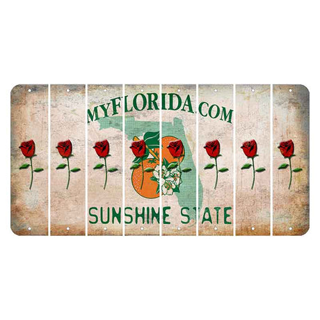 Florida Orange Blossom Cut License Plate Strips (Set of 8)