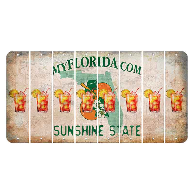 Florida Orange Blossom Cut License Plate Strips (Set of 8) Cocktail