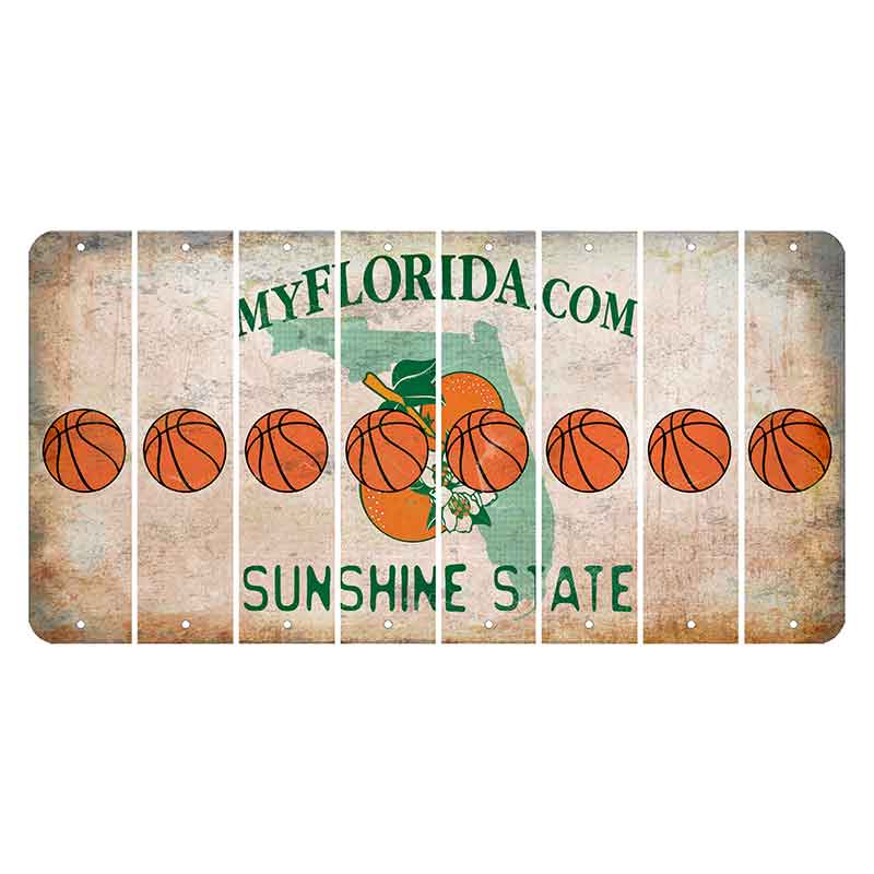 Florida Orange Blossom Cut License Plate Strips (Set of 8) Basketball