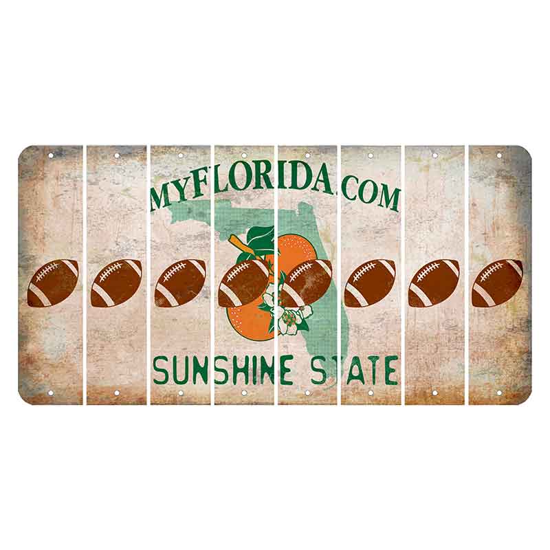 Florida Orange Blossom Cut License Plate Strips (Set of 8) Football