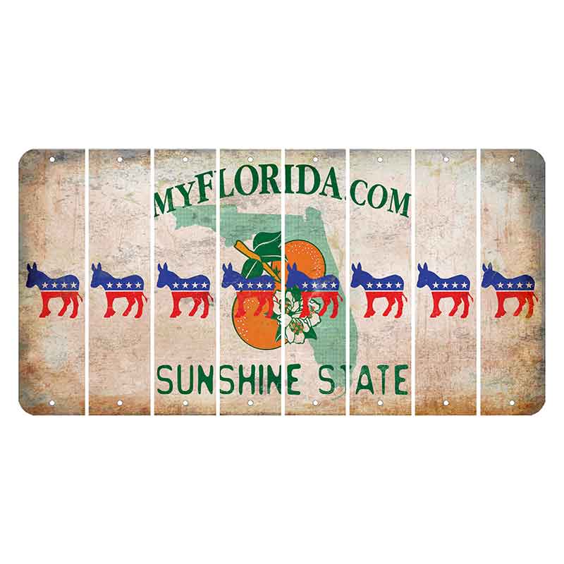 Florida Orange Blossom Cut License Plate Strips (Set of 8) Democrat