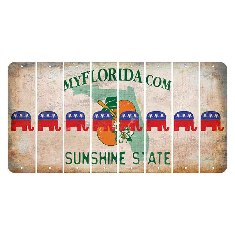 Florida Orange Blossom Cut License Plate Strips (Set of 8)